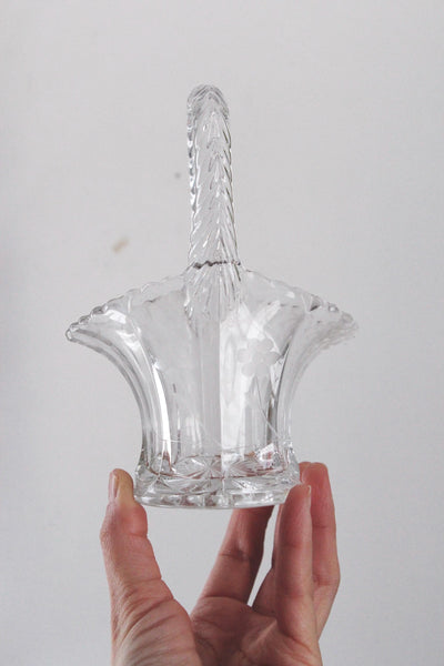 Vintage Etched Glass Crystal "Bride's Basket" - Duncan & Miller