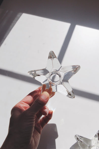 Vintage Mid Century Star Candle Holder - Glass or Crystal