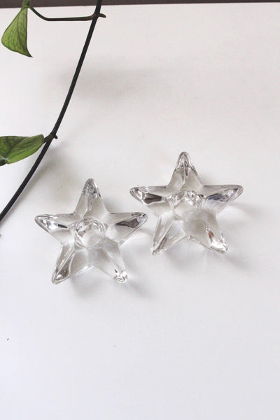 Vintage Mid Century Star Candle Holder - Glass or Crystal