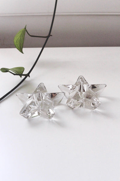Vintage Mid Century Star Candle Holder - Glass or Crystal