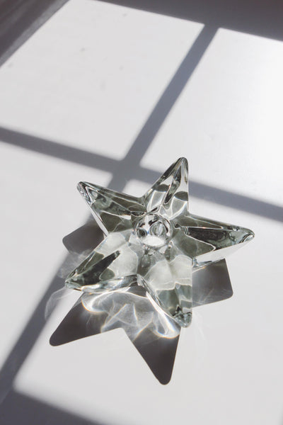 Vintage Mid Century Star Candle Holder - Glass or Crystal