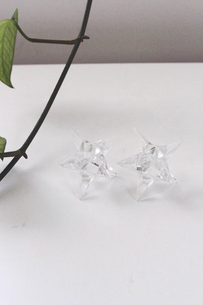 Vintage Mid Century Star Candle Holder - Crystal Glass, Rosenthal, Set of 2