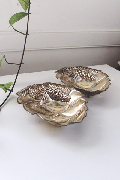 Vintage Silver-Plated Godinger Pine Cone Footed Candy or Nut Dish or Trinket Dish