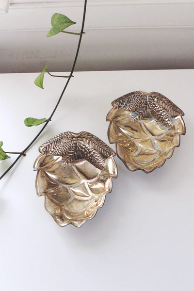 Vintage Silver-Plated Godinger Pine Cone Footed Candy or Nut Dish or Trinket Dish