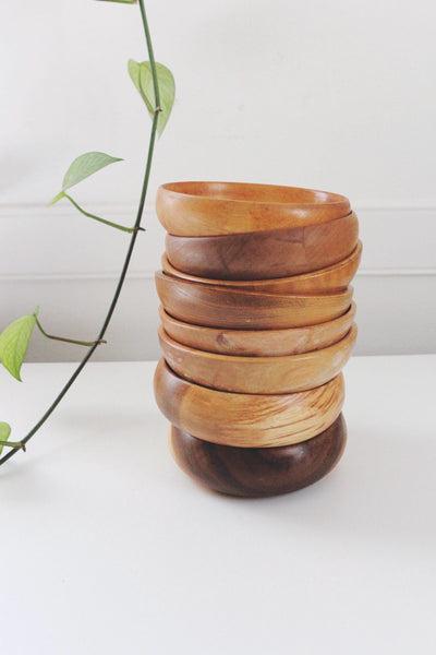 Vintage Mid-Century Modern Teak Wood or Acacia Wood Bowls - Set of 2
