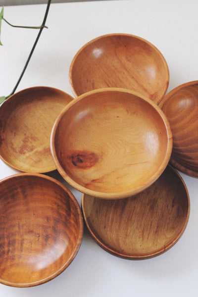 Vintage Mid-Century Modern Teak Wood or Acacia Wood Bowls - Set of 2
