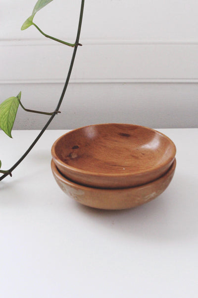 Vintage Mid-Century Modern Teak Wood or Acacia Wood Bowls - Set of 2