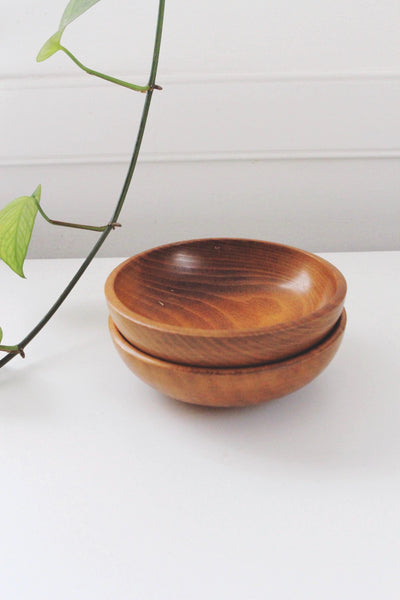 Vintage Mid-Century Modern Teak Wood or Acacia Wood Bowls - Set of 2