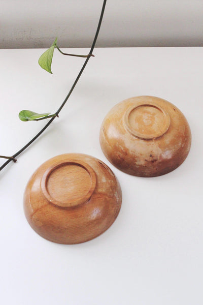 Vintage Mid-Century Modern Teak Wood or Acacia Wood Bowls - Set of 2
