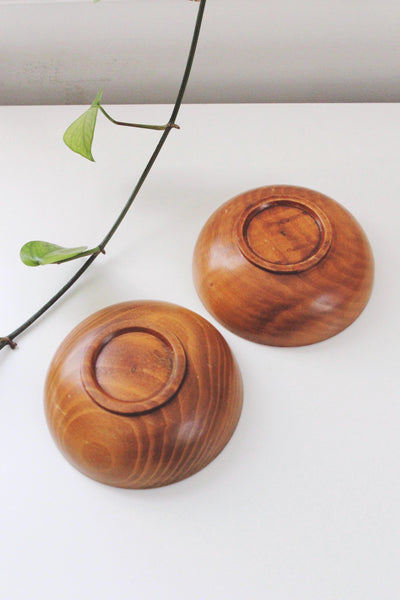 Vintage Mid-Century Modern Teak Wood or Acacia Wood Bowls - Set of 2