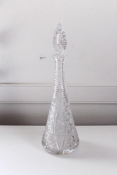 Vintage Obelisk Crystal or Cut Glass Glass Decanter Wine Liquor Barware - Late 19th or Eartly 20th Century