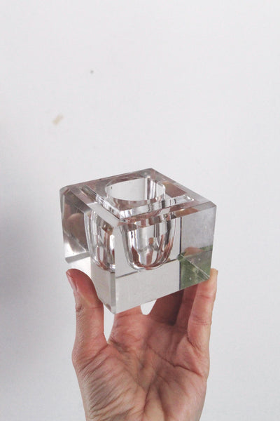 Vintage Mid Century Star Candle Holder - Glass or Crystal