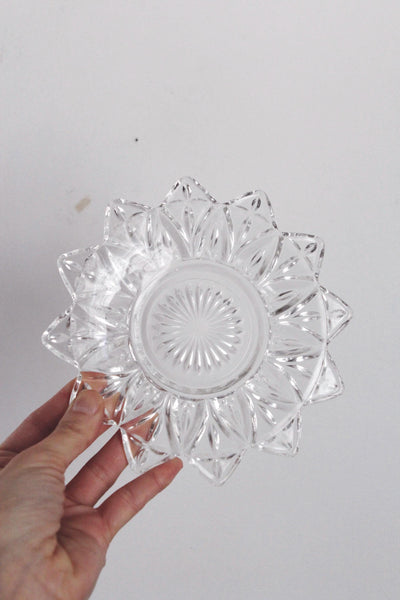 Vintage Floral Glass Bread and Butter Plate or Trinket Dish - Federal Glass Petal Pattern