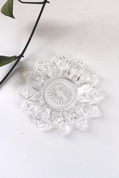 Vintage Floral Glass Bread and Butter Plate or Trinket Dish - Federal Glass Petal Pattern