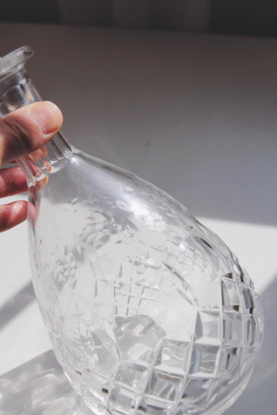 Vintage Rogaska Crystal Gallia Decanter - Etched Floral Pattern, Diamond Cut Design