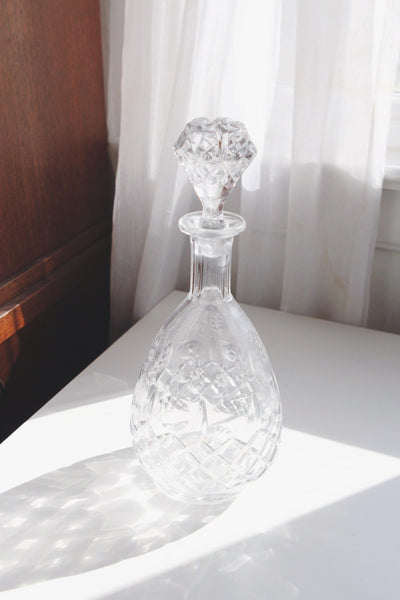 Vintage Rogaska Crystal Gallia Decanter - Etched Floral Pattern, Diamond Cut Design