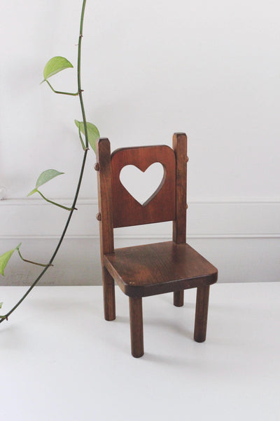 Vintage Wooden Heart Doll Chair Display Plant Stand Cottagecore | Sold Individually