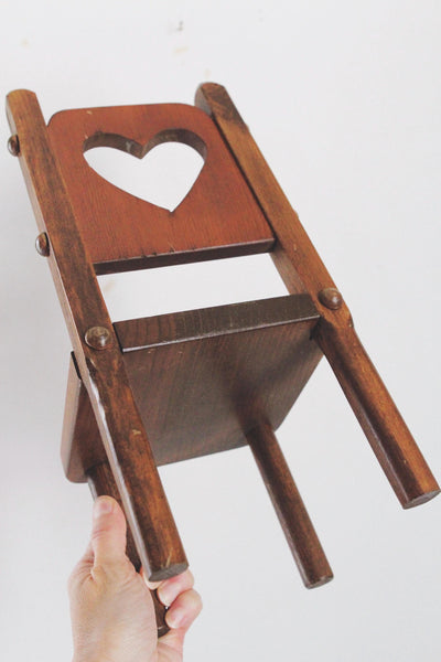 Vintage Wooden Heart Doll Chair Display Plant Stand Cottagecore | Sold Individually