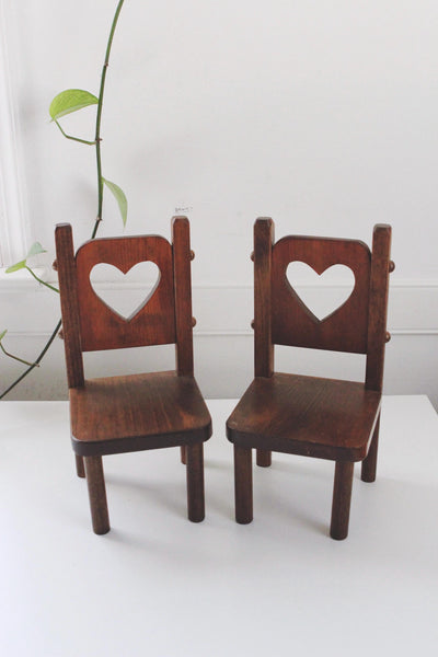 Vintage Wooden Heart Doll Chair Display Plant Stand Cottagecore | Sold Individually