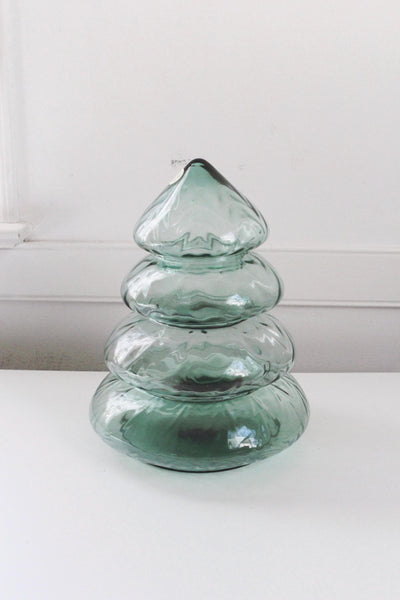 Vintage Princess House Green Glass Stacking Christmas Tree Candy Dish Display Made in USA