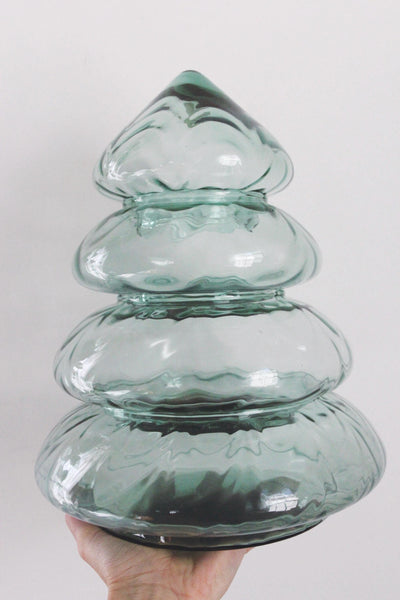 Vintage Princess House Green Glass Stacking Christmas Tree Candy Dish Display Made in USA