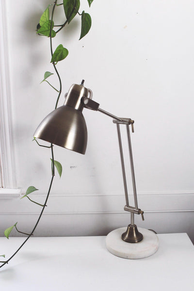 Vintage Adjustable Industrial-Style Desk Table Lamp with Marble Base