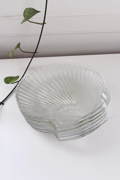 Vintage Glass Shell-Shaped Plate "Coquillage" Pattern Dish by Arcoroc France Tray | Sold Individually