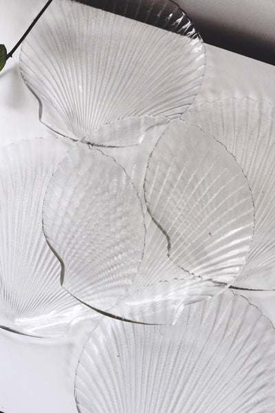 Vintage Glass Shell-Shaped Plate "Coquillage" Pattern Dish by Arcoroc France Tray | Sold Individually