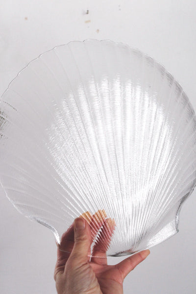 Vintage Glass Shell-Shaped Plate "Coquillage" Pattern Dish by Arcoroc France Tray | Sold Individually