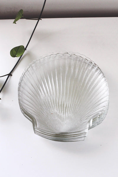 Vintage Glass Shell-Shaped Plate "Coquillage" Pattern Dish by Arcoroc France Tray | Sold Individually