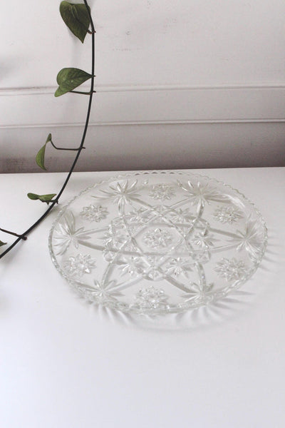 Vintage Anchor Hocking Glass Serving Platter Tray - Early American Prescut (EAPC) Star of David Pattern