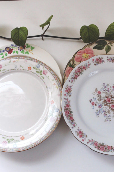 Vintage Mismatched China Plates Dishes Set - Tableware, Party, Cottage