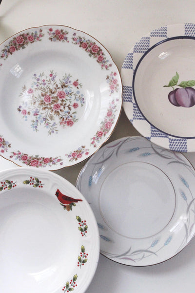 Vintage Mismatched China Bowls Set - Cottagecore Vintage Dishes