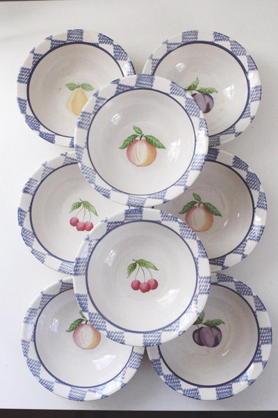 Set of 4 or 8 Vintage Pfaltzgraff Hopscotch Pattern Fruit Cereal Bowls