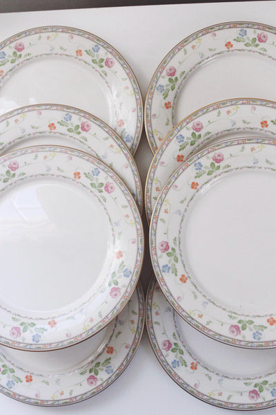 Set of 4 or 8 Vintage China Dinner Plates - Noritake "Finale" pattern (7213)