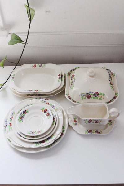 Vintage China Plates Saucers - Hand Painted Floral Ivory - Copeland Spode Golden State, England