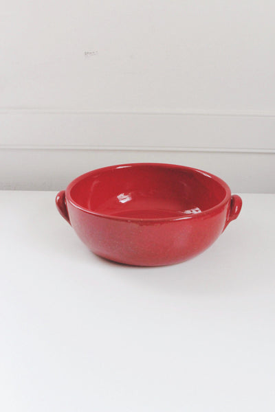 Vintage Large Red Glazed Ceramic Bowl Handcrafted in Italy Mid-Century