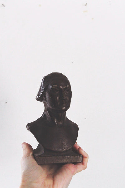 Vintage George Washington Busts Cast Iron Bookends Set Bronze Overlay