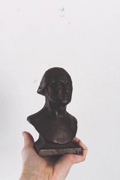 Vintage George Washington Busts Cast Iron Bookends Set Bronze Overlay