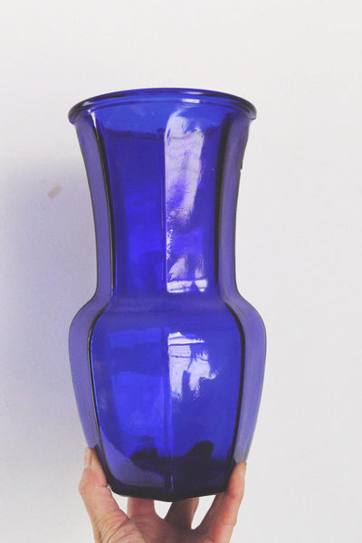 Vintage 8-Paneled Cobalt Blue Glass Vase