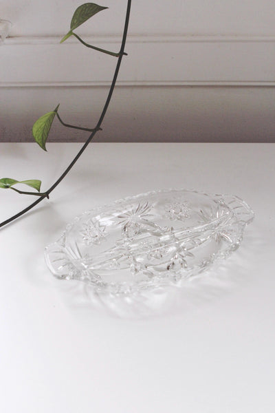 Vintage Anchor Hocking Early American Prescut (EAPC) Glass Relish Dish Trinket Tray Star of David Pattern