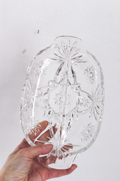 Vintage Anchor Hocking Early American Prescut (EAPC) Glass Relish Dish Trinket Tray Star of David Pattern