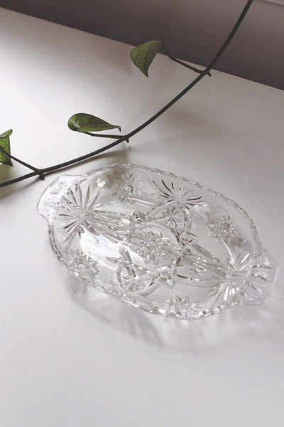 Vintage Anchor Hocking Early American Prescut (EAPC) Glass Relish Dish Trinket Tray Star of David Pattern