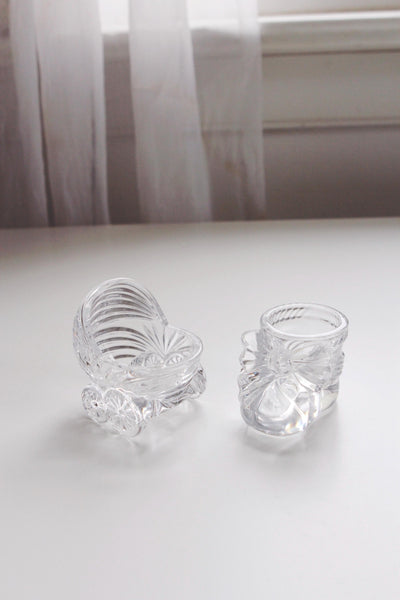 Vintage Princess House Baby Carriage and Bootie Glass Figurine Crystal Collectibles