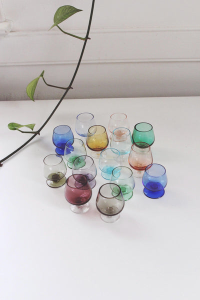 Vintage Mid-Century Modern MCM Multicolored Cordial Shot Glasses