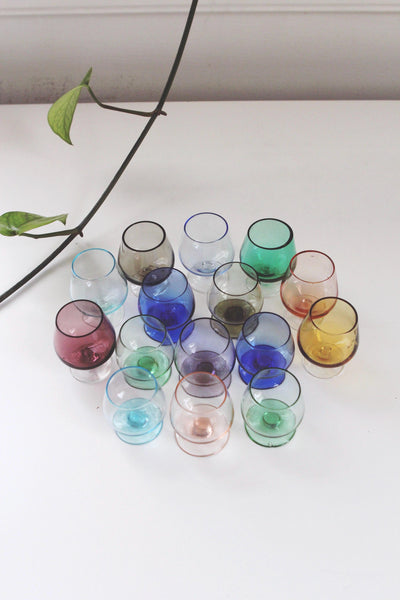 Vintage Mid-Century Modern MCM Multicolored Cordial Shot Glasses