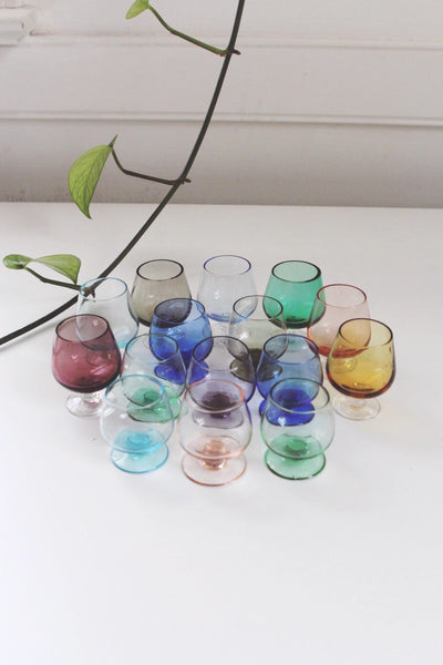 Vintage Mid-Century Modern MCM Multicolored Cordial Shot Glasses