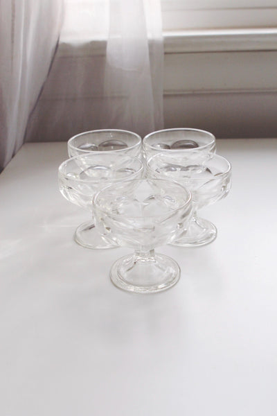 Vintage Clear Glass Sundae or Parfait Glasses, Set of 4 - Anchor Hocking Tulip, Scalloped Design
