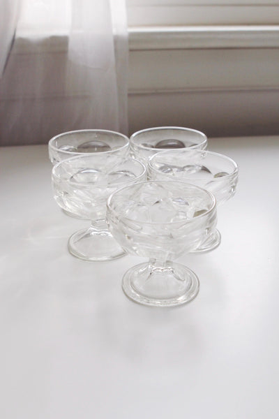 Vintage Clear Glass Sundae or Parfait Glasses, Set of 4 - Anchor Hocking Tulip, Scalloped Design