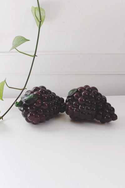 Vintage Glass Grapes - Murano Style - Hand Blown Art Glass Fruit Sculpture Figurine